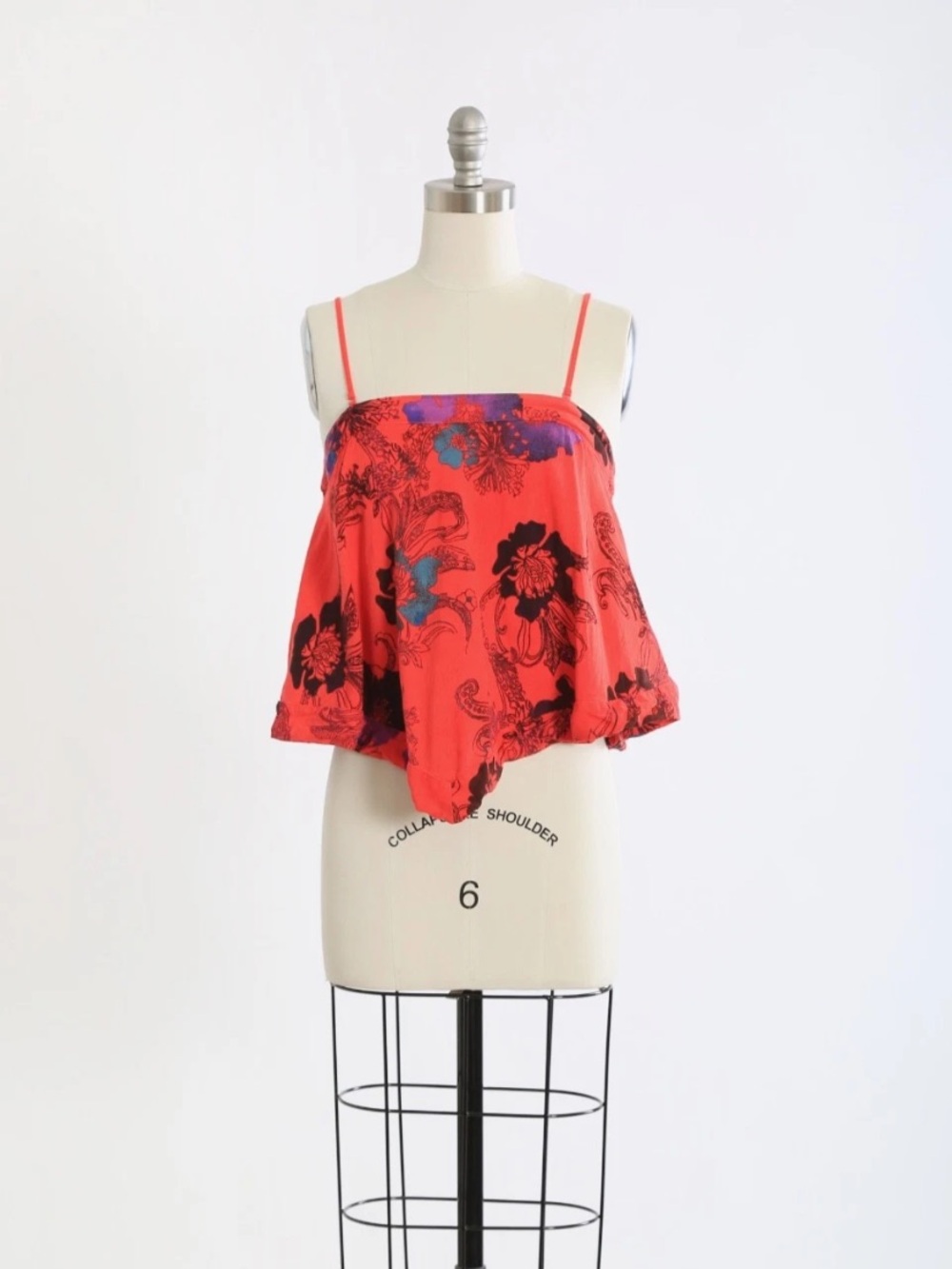 Free People red floral bandana tank top Sz. M